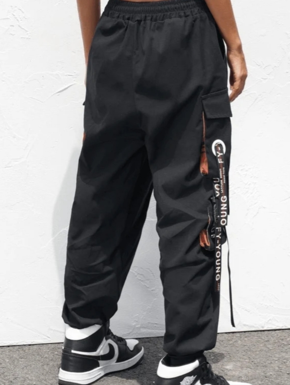 NWOT Letter Strap Detail Cargo Pants Unisex - Picture 4 of 7